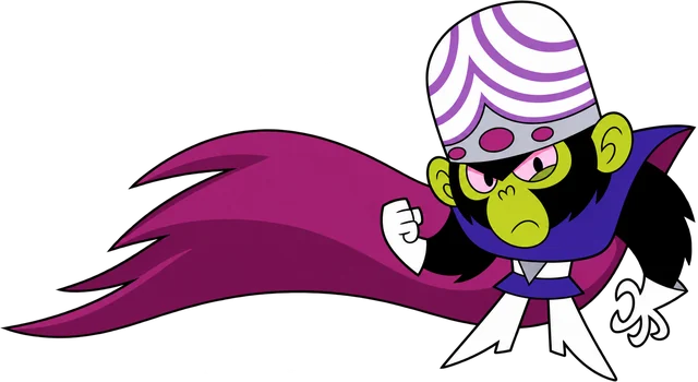 Mojo Jojo, beaten and furious, flying away